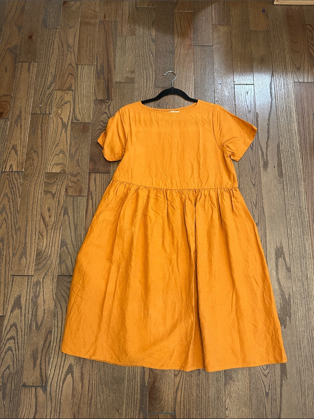 Tradlands Bright Orange Short-Sleeve Tiered Midi Dress
